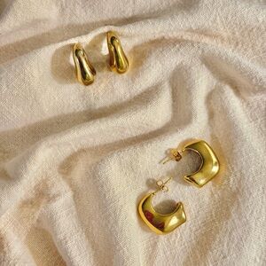 Women’s Gold Chunky Open Square Hoop Trendy Statement Hypoallergenic Earrings